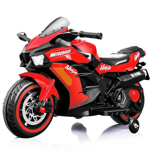 Spoway 12V Kids Ride on Motorcycle, Electric Battery Powered Ride On Motorcycle 3-6 Years Boy Girls, Light Wheel and PU Seat, Bluetooth, Mp3-Red