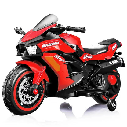 Spoway 12V Kids Ride on Motorcycle, Electric Battery Powered Ride On Motorcycle 3-6 Years Boy Girls, Light Wheel and PU Seat, Bluetooth, Mp3-Red