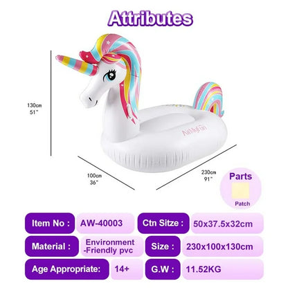 HNH Large Inflatable Unicorn Pool Float,Summer Pool Raft Lounge for Adults,Floaties Ride on with Fast Valves