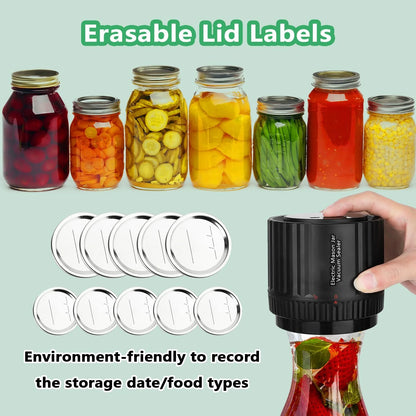 WERSEON Electric Mason Jar Vacuum Sealer Kit, Vacuum Sealing Machine with Led Screen, Vacuum Jar Sealer for Mason Jars, Included 10 Lids