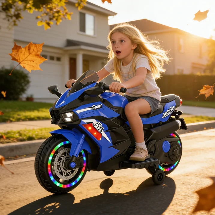 Zogymoz 12V Ride on Motorcycle for Kids, Electric Motorcycle with Training Wheels, Powered Ride-ons Toy Gifts