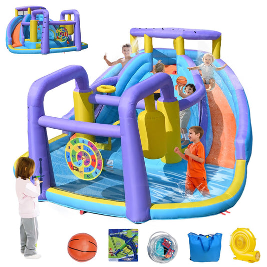HONGLONG 8 in 1 Inflatable Bounce House with Blower for Kids,Outdoor Jumping Castle with Ball Pit for Child, Birthday Party