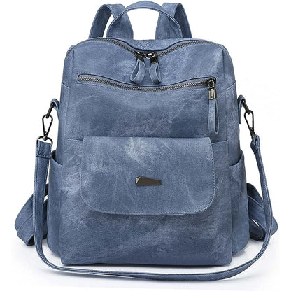 HONGLONG Leather Purse Backpack for Women, Travel Handbag Backpack Purse Shoulder Bags Blue