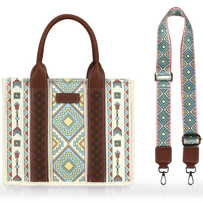 HONGLONG Women Handbags Boho Tote Bag Shoulder Bag Top Handle Satchel Purse Beige-blue