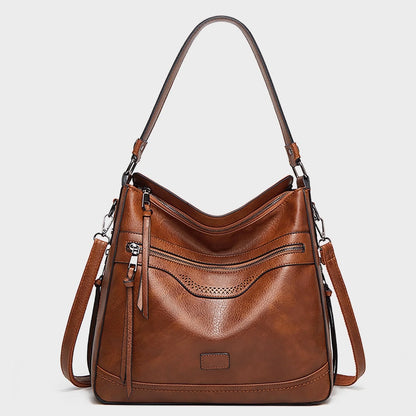 HONGLONG Women Handbag, Travel Shoulder Bag Fashion PU Leather Tote Bag, Brown