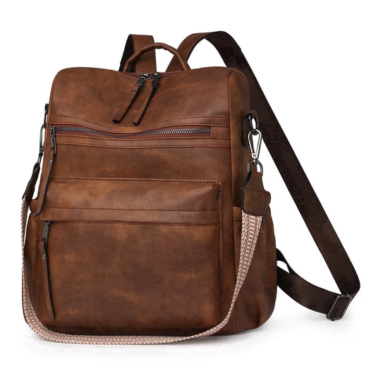 HONGLONG Womens Backpack Purse Leather Backpack Purse for Women Travel Fashion Backpack Designer Ladies Shoulder Bags, Brown