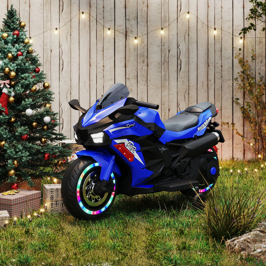 Cheelom Kids Motorcycle,12V Ride on Motorcycle Kids Toys, Children Electric Motorcycle with Hand Racing, PU Seat, Blue