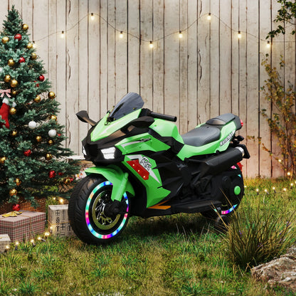 Cheelom 12V Kids Ride on Motorcycle, 2 Wheels Motorbike for Kids with Training, Lights,Music Green