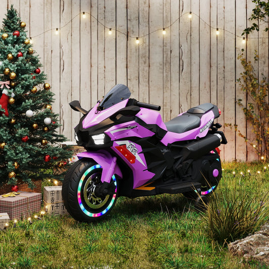 Cheelom 12V Kids Ride on Motorcycle, 2 Wheels Motorbike for Kids with Training, Lights, Music Pink