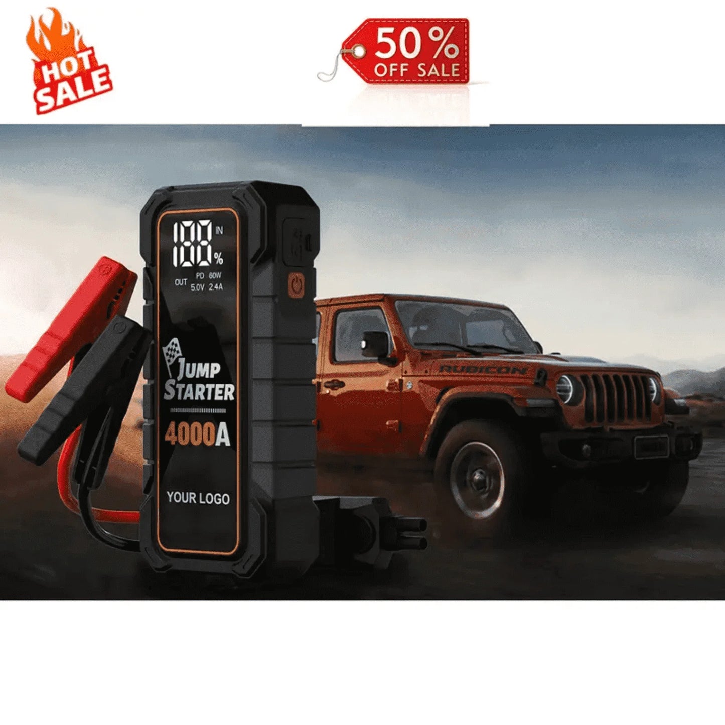 Bangben 20000mAh 12V Car Battery Jump Starter 4000 Peak Amp USB Fast Charging LED Light 3.54*1.8*7.84 in