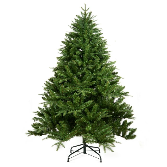 Cheelom 6Ft Artificial PVC Christmas Tree Stand Indoor Outdoor Green with 1600 Tips Unlit Hinged Spruce PVC Xmas Tree for Indoor Outdoor Easy Assembly