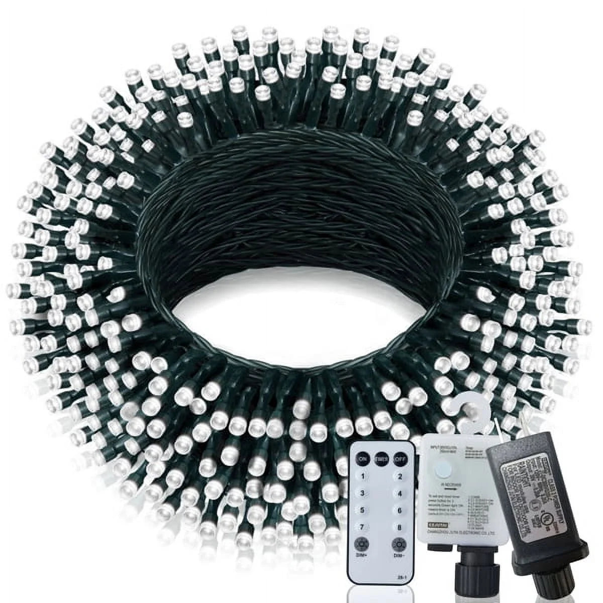 Cheelom Christmas Decorations Lights 197 FT 580 LED Waterproof Solar Fairy Lights Plug in with 8 Modes and Timer Lights Clearance Sale