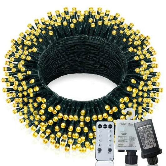 Cheelom Christmas Decorations Lights 197 ft 580 Led Waterproof Solar Fairy Lights Plug in with 8 Modes and Timer Lights Clearance Sale