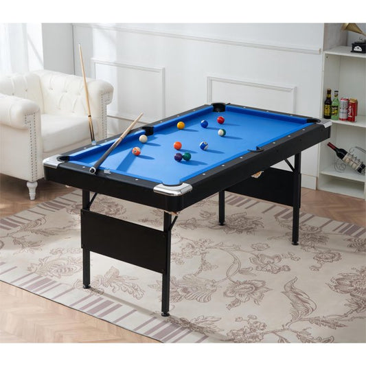 Cheelom Indoor Portable Folding 5.5 ft Pool Table 43.25 in.W for Adult Teenager Kids,Blue