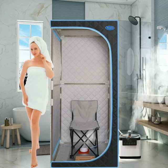 Cheelom Sauna Tent Portable Folding Steam Sauna with 4L Steam Generator, Personal Sauna Tent Relaxation, with Remote Control Black