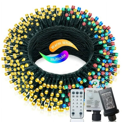 Cheelom Waterproof Solar Fairy Lights 197 ft 580 Led lights 8 Modes and Timer Lights for Indoor Outdoor Xmas Party Yard Garden