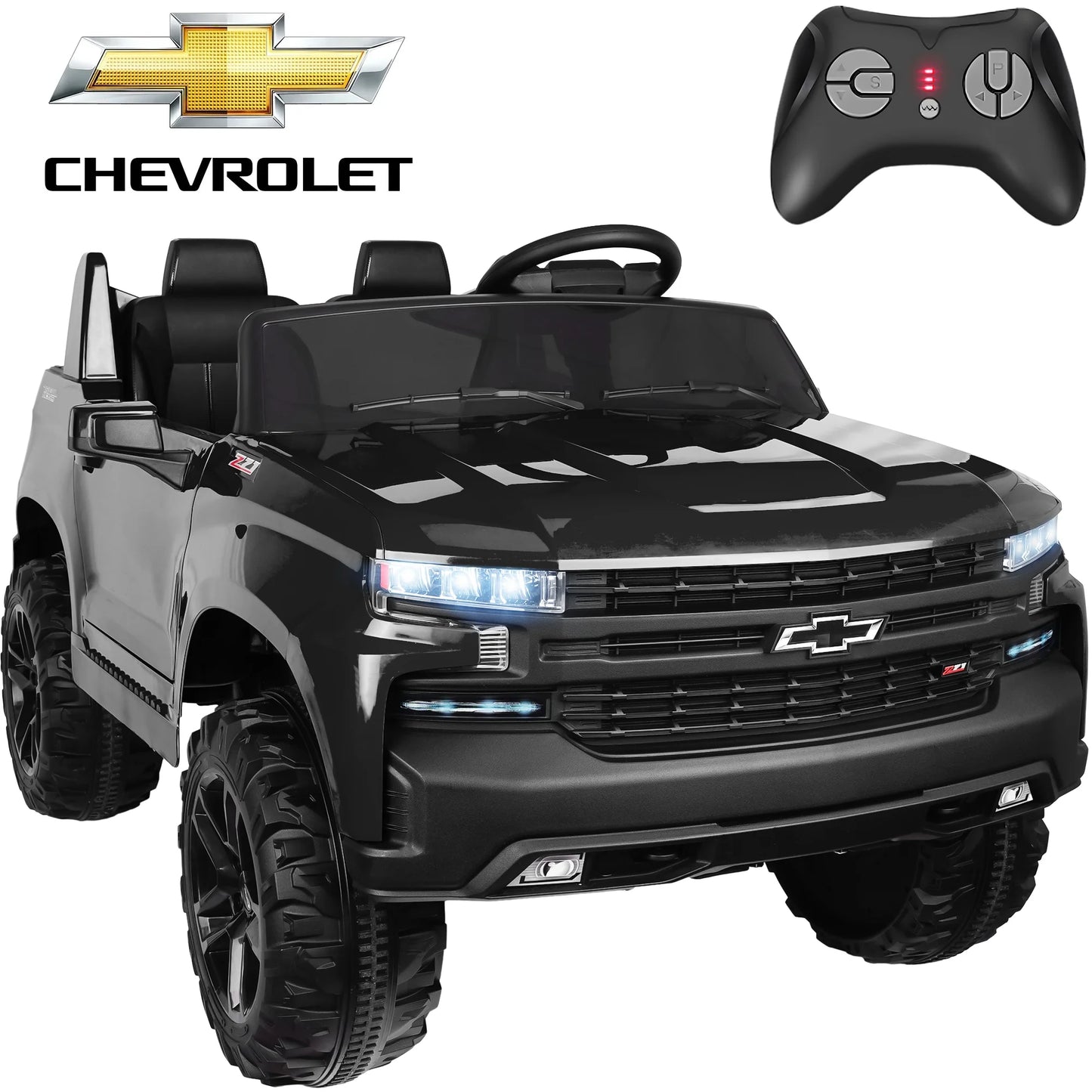 Powered Ride on Cars for Kids, Extra large Real 2 Seat Ride on Toys with Remote Control, LED Light, MP3 Player, Electric Vehicles Ride on Truck for Boys Girls Gifts, Black