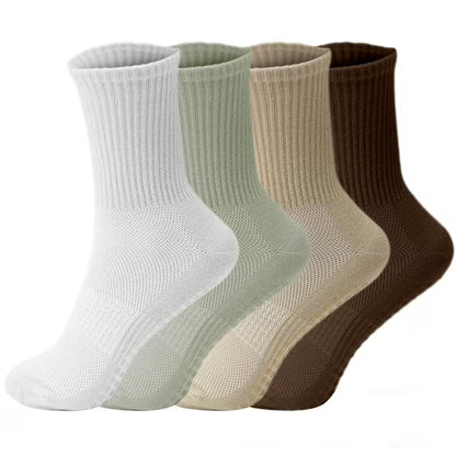 YOMYM Grip Pilates Socks for Women, Yoga Socks with Grip for Barre Workout Hospital Long Scrunch Slipper Socks