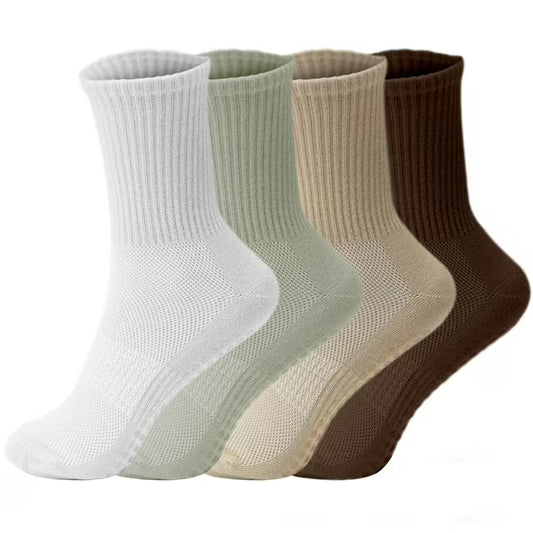 YOMYM Grip Pilates Socks for Women, Yoga Socks with Grip for Barre Workout Hospital Long Scrunch Slipper Socks