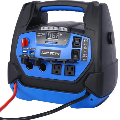 ELTPOWER 12V Emergency Auto Battery Booster Box Rechargeable Jump Starter 1800 Amps Air Compressor and AC 12V DC USB Power Station for Gas Diesel Vehicles