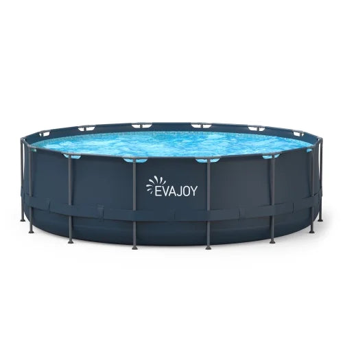 EVAJOY Metal Frame Swimming Pool Set, Round Above Ground Pool Set 16ft*48in with 2000 GPH Sand Filter Pump Pool Ladder Ground Cloth Pool Cover for Backyard Garden