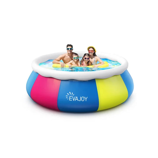 EVAJOY Swimming Pool Above Ground Pool Easy Set Blow Up Pool Kiddie Pool Inflatable Top Ring Swimming Pools for Adults Family Backyard Outdoor with Pool Cover 10ft*30in
