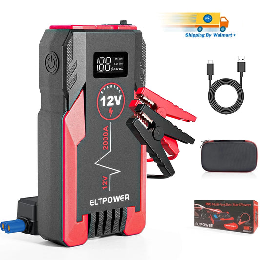Bangben ET05 2000A Car Portable Jump Starter with Dual USB, 1 Pack, 9.8 x 4.1 x 5.3in