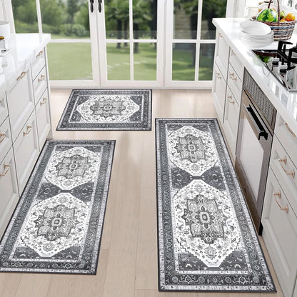 FoxHouse Kitchen Rugs 3 Piece,Washable Non Slip Runner Rug,Farmhouse Hallway Doormat for Home Decor