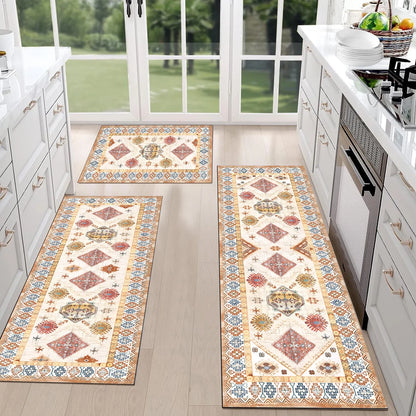FoxHouse Kitchen Rugs and Runner Sets of 3,Washable Non Slip Runner Rug, Farmhouse Hallway Doormat for Holiday Home Decor