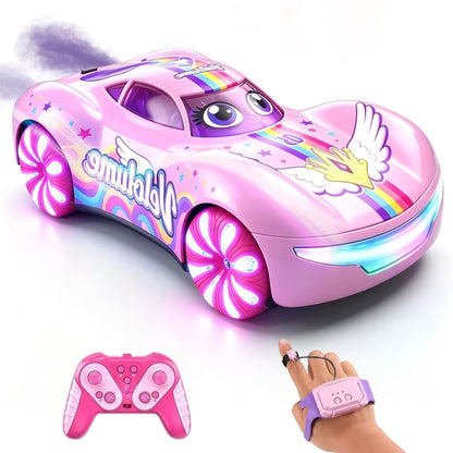 ProToys 1:16 Stunt Remote Control Car, 360° Rotate Gesture Sensing RC Cars Toy for Kids, Drift RC Car with Light Spray & Sound, Birthday Gifts for Boys Girls 4-12
