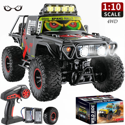 HNH 1:10 Scale 4WD Remote Control Car for Kids, 2.4GH Rc Car Off Road Monster Truck with LED Light, 2 Batteries, 25KM/H