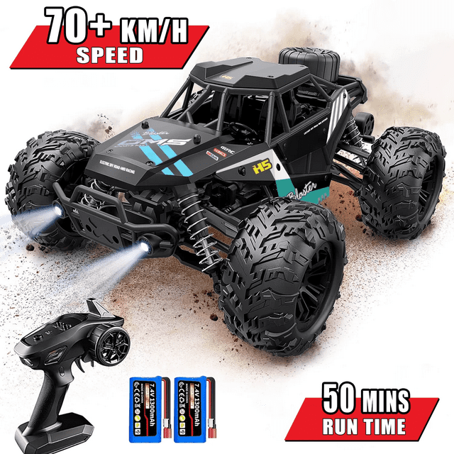 HNH 1:16 RC Monster Trucks for Kids and Adults, 70Km/H High Speed Remote Control Truck,All Terrains RC Truck (2 Battery)