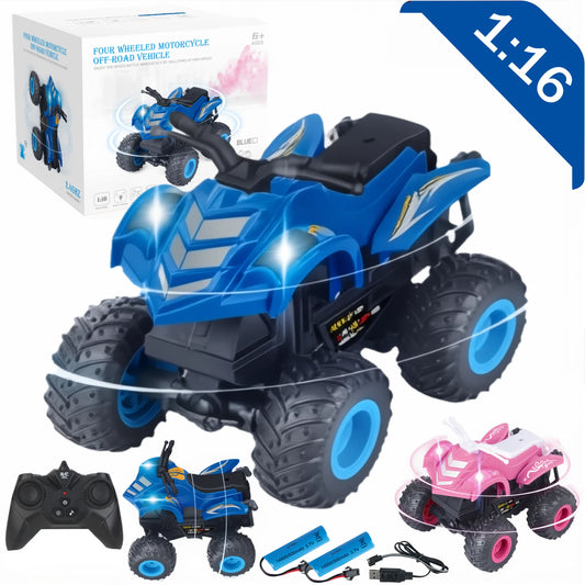 HNH 1:16 Off-Road Remote Control Car, ATV RC Cars Toys for Kids Age 6+, Include Two Batteries, Lighting and Music