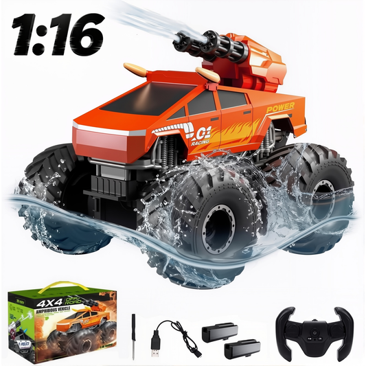 HNH 1:16 Waterproof Monster Truck, Amphibious RC Cars 4WD Remote Control Car Trucks, All Terrain Off-Road Pickup Cybertruck Toy for 6-15 Year Old Boys Girls Kids Gifts