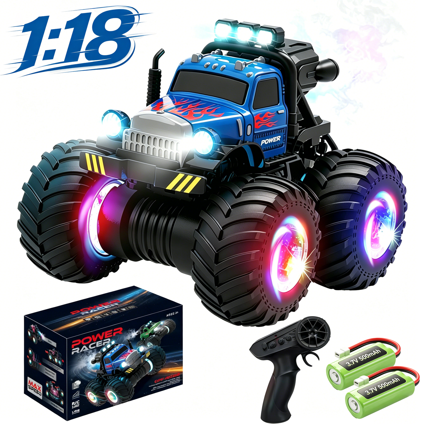 HNH 1:18 RC Car Monster Trucks for Boys, Off Road Remote Control Car, RC Crawler Gift for Kids 6-12 Years-Blue