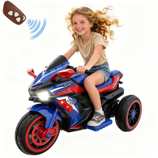 12V 7AH Electric Motorcycle for Kids 3-5 Years Old, 4 MPH Max Speed,Battery Powered Motorcycle with Remote Control, LED Lights, Bluetooth Music