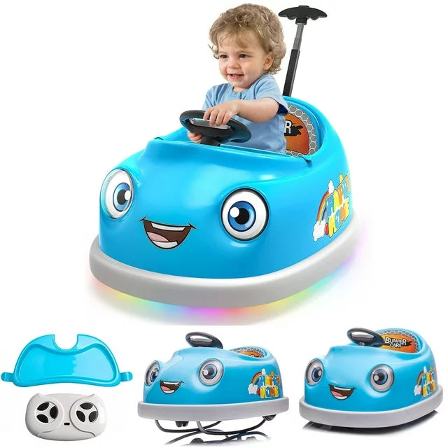 HNH 12V 3 in 1 Bumper Car for Kids,Toddlers Ride on Toys with Remote Control,Bluetooth,Music,3Mph