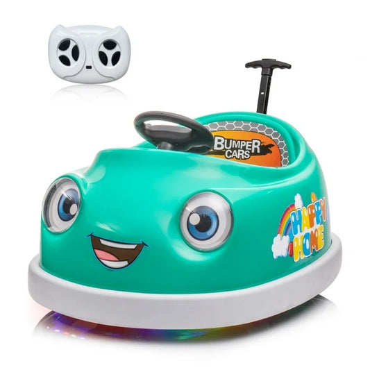 HNH 12V 3 in 1 Kids Bumper Car with Remote Control Ride on Push Car with Dinner Plate, Rocking Horse Mode