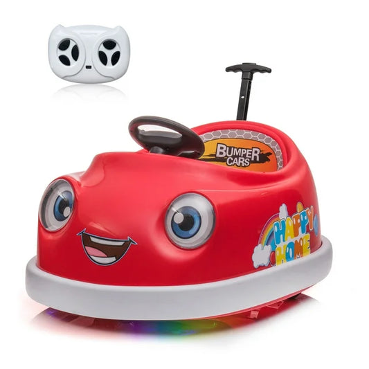 HNH 12V 3 in 1 Toddler Bumper Car with Remote Control Ride on Toy Car with Dinner Plate, Rocking Horse Mode
