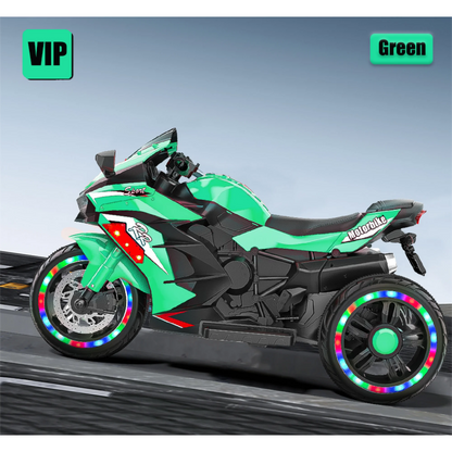 HNH Child Motorcycle for Boys Girls, Kids Ride on Toys 12V Electric Motorcycle for Kids with 3 Wheels, 110lbs Ride On Motorcycle w/Training Wheels, LED Lights, Music