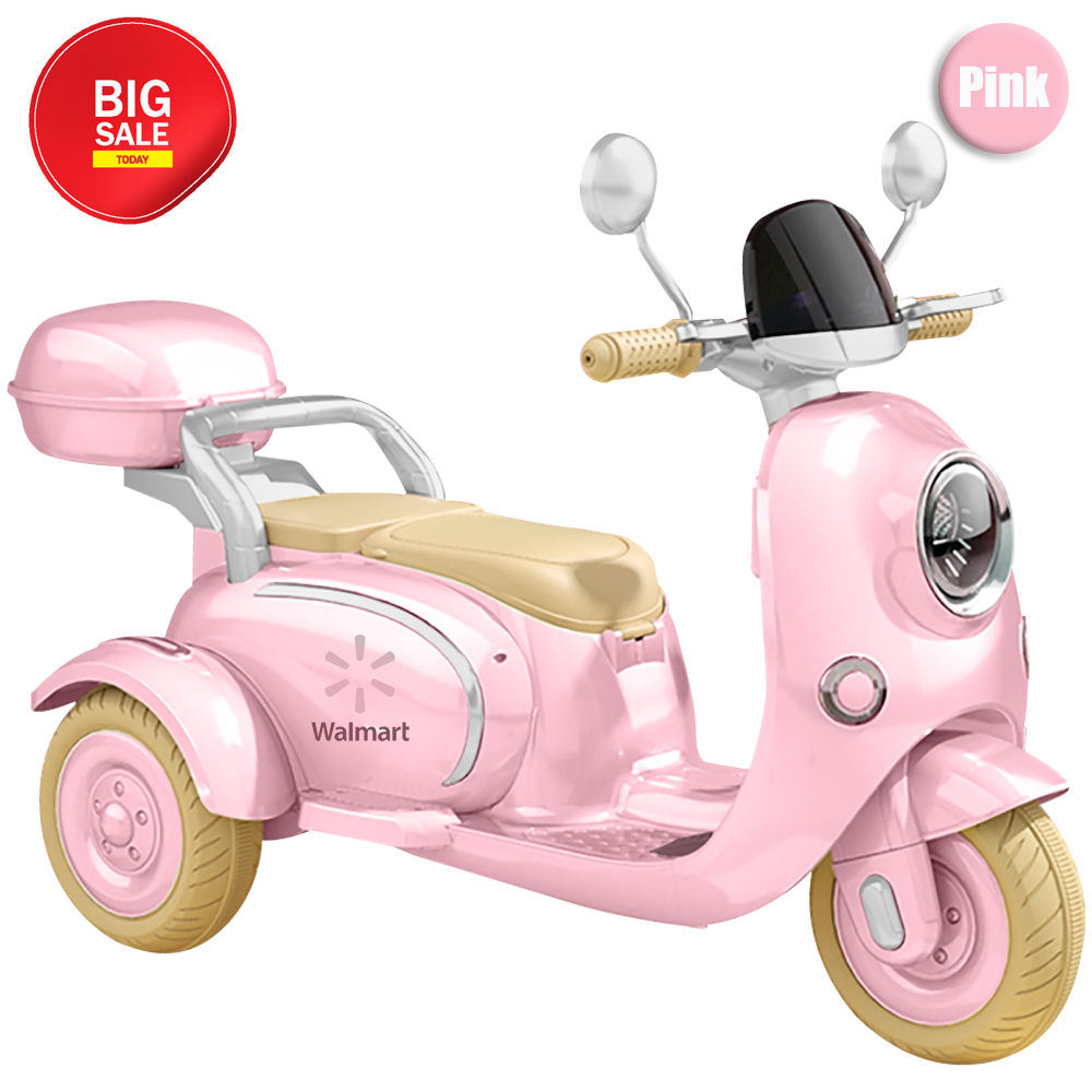 HNH 12V Kids Ride on Motorcycle, Electric Motorcycle for Kids, Kids Electric Motorbike for 2-6 Years Old,Battery Powered Kids Bike,Pink