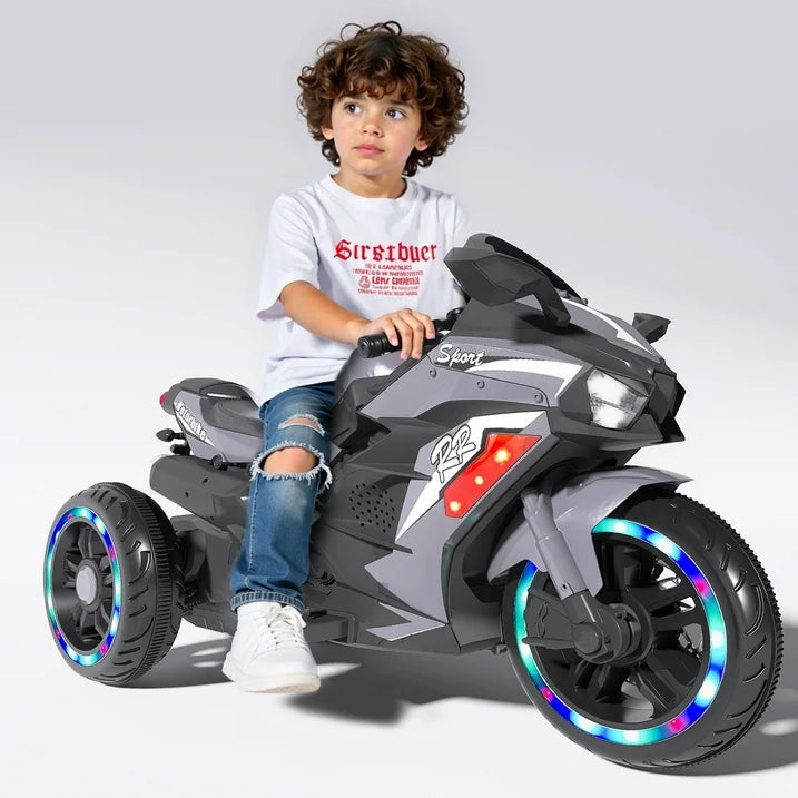 HNH 12V Motorcycle for Boys 3-8 Year Electric Ride On Motorcycle for Brithday Gifts, Kids Motorcycle with LED Lights, Music