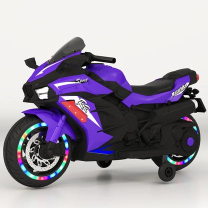 HNH 12v Kids Ride on Motorcycle, Electric Kids Motorcycle, Battery Powered Motorcycle for 3-5 Years Old, Violet