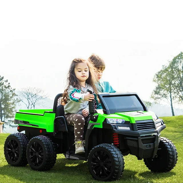 HNH 24V 2 Seater Ride on Car with Remote Control, Ride on Dump Truck with Dump Bed,Electric Car for Kids with 6 Wheels, Ride on UTV with LED Lights, Bluetooth