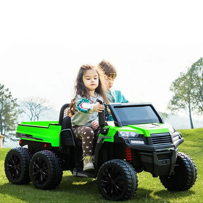 HNH 24V 2 Seater Ride on Car with Remote Control, Ride on Dump Truck with Dump Bed,Electric Car for Kids with 6 Wheels, Ride on UTV with LED Lights, Bluetooth