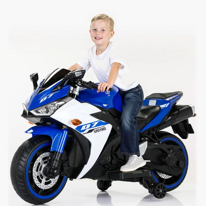 Kids Motorcycle Ride On Toy, 2 Seats Battery Powered Ride On Bike, Electric Motorcycle for Kids Ages 3-8 Years, 4Mph Max, Christmas Toy Gifts,Blue