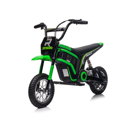 HNH 24V 350W Electric Dirt Bike Ride on Toy Motorcycle for Kids Age for 6-12, 14Mph, 2 Speeds, Hand-Operated Dual Brakes, Twist Grip Throttle，MP3