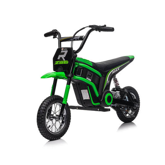 HNH 24V 350W Electric Dirt Bike Ride on Toy Motorcycle for Kids Age for 6-12, 14Mph, 2 Speeds, Hand-Operated Dual Brakes, Twist Grip Throttle，MP3