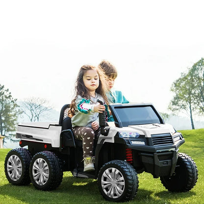 HNH 24V 6 Wheels Ride on Dump Truck with Dump Bed, 2 Seater Kids Ride on Truck Car with Remote Control, Electric car for kids