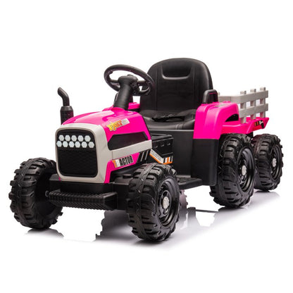 HNH 24V Ride on Toy,Kids Ride On Tractor with Trailer & Remote,Electric Car Toy with Bluetooth